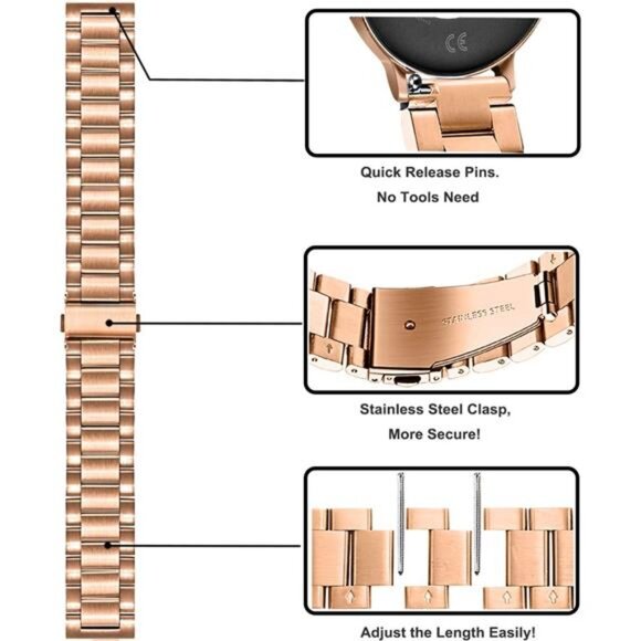 Band Sets for Venu 3S (41mm) Women Smart Watch, Solid Stainless Steel main image 3